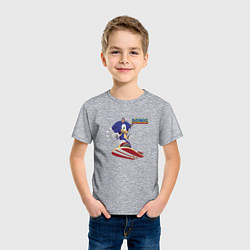 Футболка хлопковая детская Sonic - hedgehog - skateboarding, цвет: меланж — фото 2