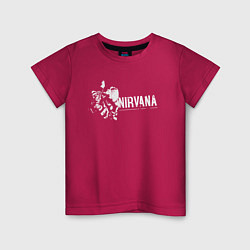 Футболка хлопковая детская Nirvana-Курт и гитара, цвет: маджента