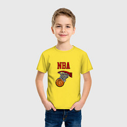 Футболка хлопковая детская Basketball - NBA logo, цвет: желтый — фото 2