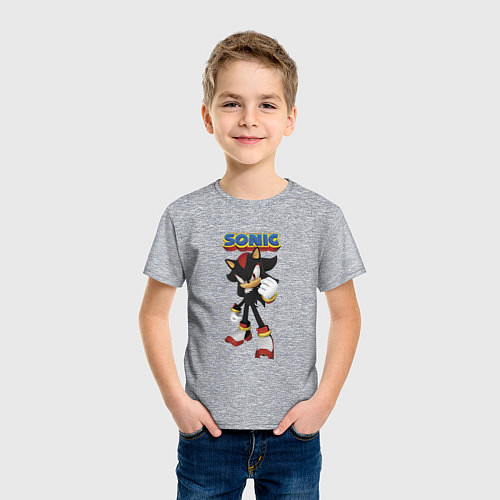 Детская футболка Ёж Шэдоу - Соник - видеоигра - fist / Меланж – фото 3