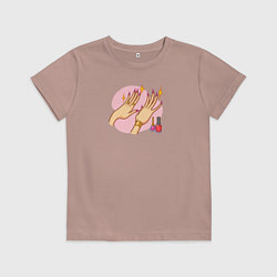 Футболка хлопковая детская Маникюр, цвет: пыльно-розовый