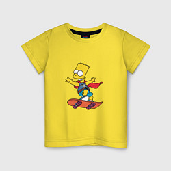 Футболка хлопковая детская Барт Симпсон на скейте, цвет: желтый