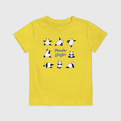 Футболка хлопковая детская Панда - йога, цвет: желтый