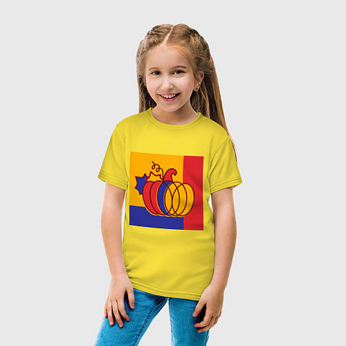 Детская футболка Тыква трехцветная винтаж / Желтый – фото 4