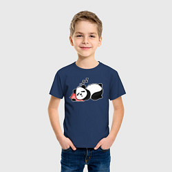 Футболка хлопковая детская Дрыхнущая панда, цвет: тёмно-синий — фото 2
