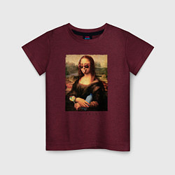 Футболка хлопковая детская Мона Лиза modern style, цвет: меланж-бордовый