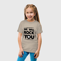 Футболка хлопковая детская We rock you, цвет: миндальный — фото 2