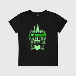 Футболка хлопковая детская Лиса с хвостом, цвет: черный