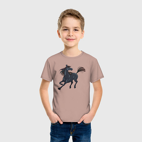 Детская футболка Лошадь мустанг / Пыльно-розовый – фото 3