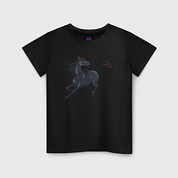 Футболка хлопковая детская Лошадь мустанг, цвет: черный