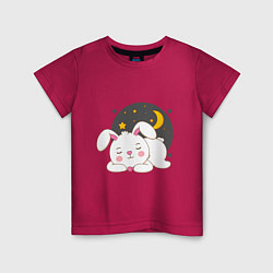Футболка хлопковая детская Спящий Зайка, цвет: маджента
