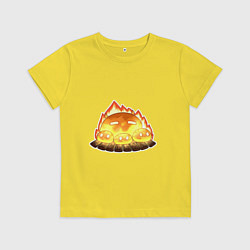 Футболка хлопковая детская Костёр из слаймов, цвет: желтый