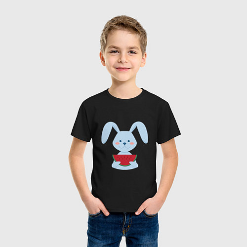 Детская футболка Кролик с арбузом / Черный – фото 3