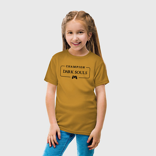 Детская футболка Dark Souls gaming champion: рамка с лого и джойсти / Горчичный – фото 4