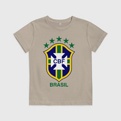 Футболка хлопковая детская Brasil CBF, цвет: миндальный