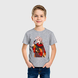 Футболка хлопковая детская Каэдэхара Кадзуха с мечом, цвет: меланж — фото 2