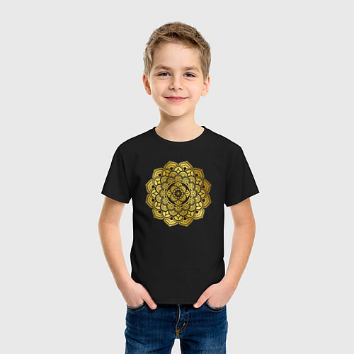 Детская футболка Золотая мандала - Удача / Черный – фото 3