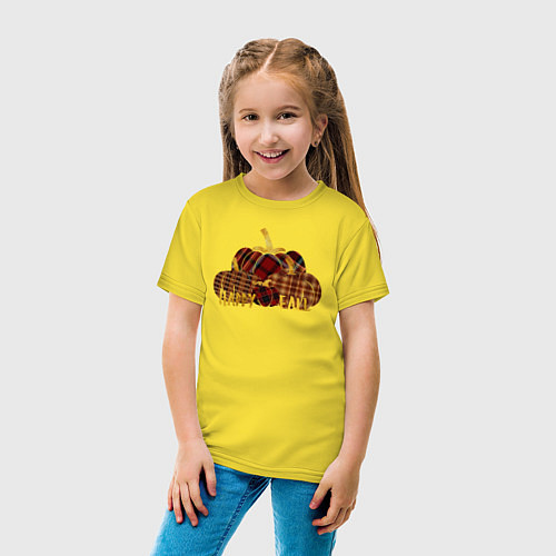 Детская футболка Тыквы в клетку Осень / Желтый – фото 4