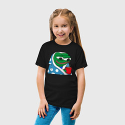 Футболка хлопковая детская Frog Pepe мем, цвет: черный — фото 2