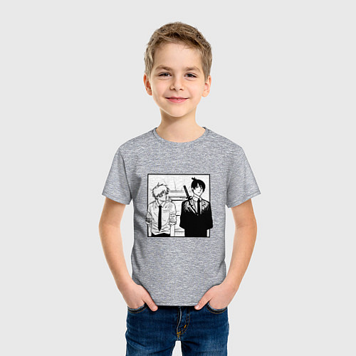 Детская футболка Денджи и Аки Человек Бензопила / Меланж – фото 3