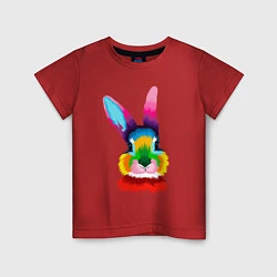 Футболка хлопковая детская Радужный кролик, цвет: красный