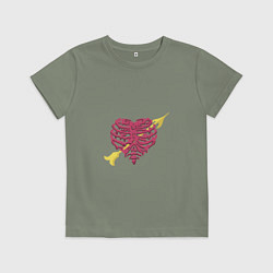 Футболка хлопковая детская Прямо в сердце, цвет: авокадо