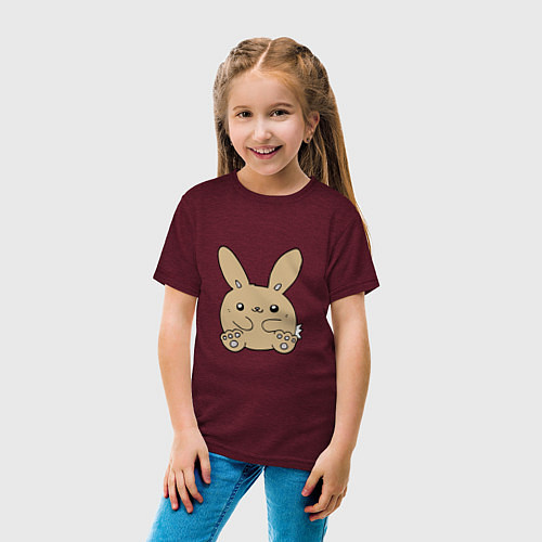 Детская футболка Little Bunny / Меланж-бордовый – фото 4