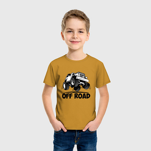Детская футболка Off road - Jeep Chrysler / Горчичный – фото 3