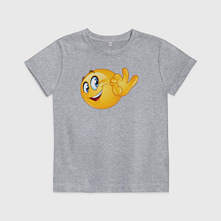 Футболка хлопковая детская Эмодзи - ОК, цвет: меланж