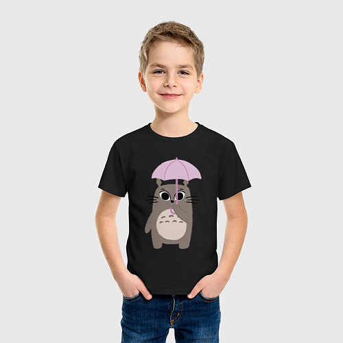 Детская футболка Тоторо с зонтом / Черный – фото 3