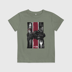 Футболка хлопковая детская Mass Effect N7 - Shepard, цвет: авокадо