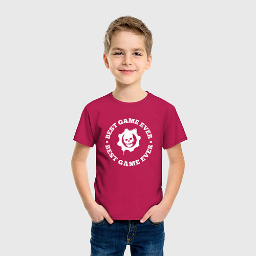 Детская футболка Символ Gears of War и круглая надпись best game ev / Маджента – фото 3