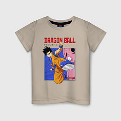 Футболка хлопковая детская Dragon Ball - Сон Гоку - Удар, цвет: миндальный