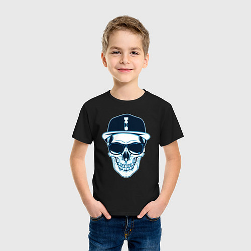 Детская футболка Череп в бейсболке Hip-Hop / Черный – фото 3