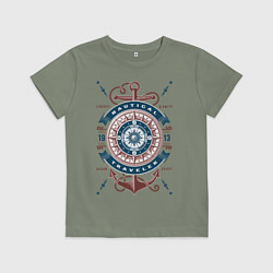 Футболка хлопковая детская Морской путешественник, цвет: авокадо