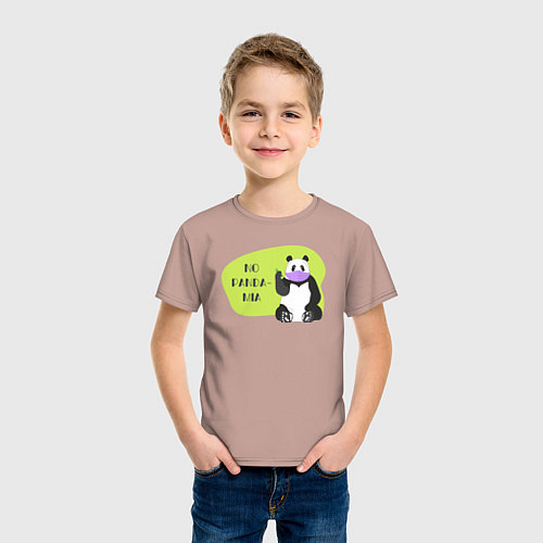 Детская футболка Панда - No pandamia / Пыльно-розовый – фото 3