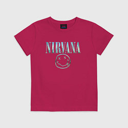 Футболка хлопковая детская Nirvana - смайлик, цвет: маджента