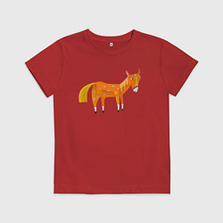 Футболка хлопковая детская Милый жеребенок, цвет: красный