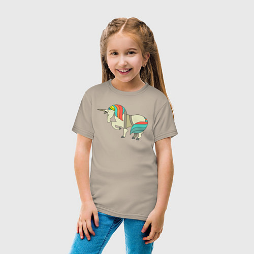 Детская футболка Хороший единорог / Миндальный – фото 4