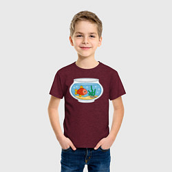 Футболка хлопковая детская Аквариум и рыбка, цвет: меланж-бордовый — фото 2