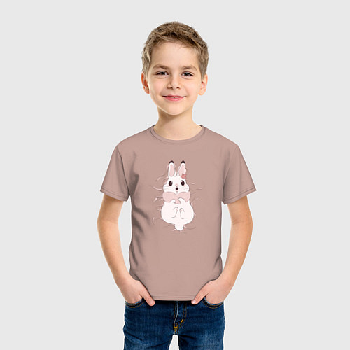 Детская футболка Cute white rabbit / Пыльно-розовый – фото 3