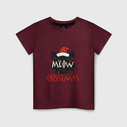 Футболка хлопковая детская Meow - Christmas, цвет: меланж-бордовый