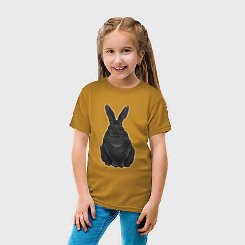 Детская футболка Черный водяной кролик - 2023 / Горчичный – фото 4
