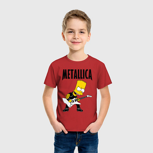 Детская футболка Металлика Барт Симпсон / Красный – фото 3