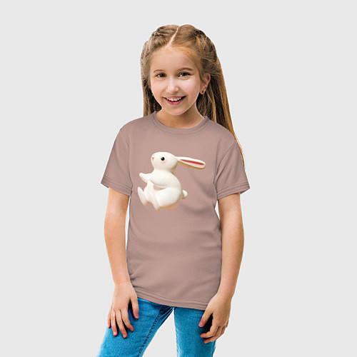 Детская футболка Большой белый кролик / Пыльно-розовый – фото 4