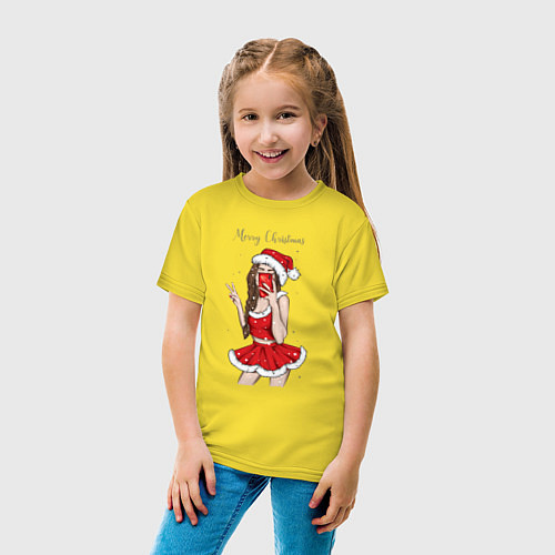 Детская футболка Снегурочка селфи / Желтый – фото 4