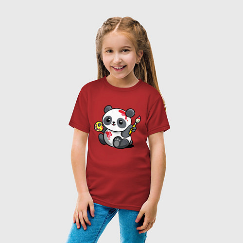 Детская футболка Панда - крутой художник! Cutie / Красный – фото 4