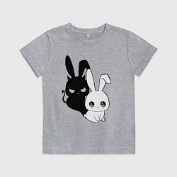 Футболка хлопковая детская Милый кролик - ангелочек или дьяволёнок?, цвет: меланж