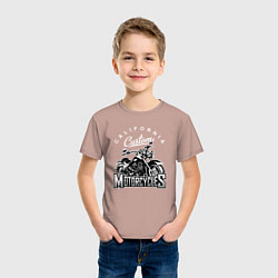 Футболка хлопковая детская Мотоцикл монохром, цвет: пыльно-розовый — фото 2