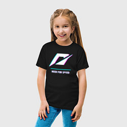 Футболка хлопковая детская Need for Speed в стиле glitch и баги графики, цвет: черный — фото 2